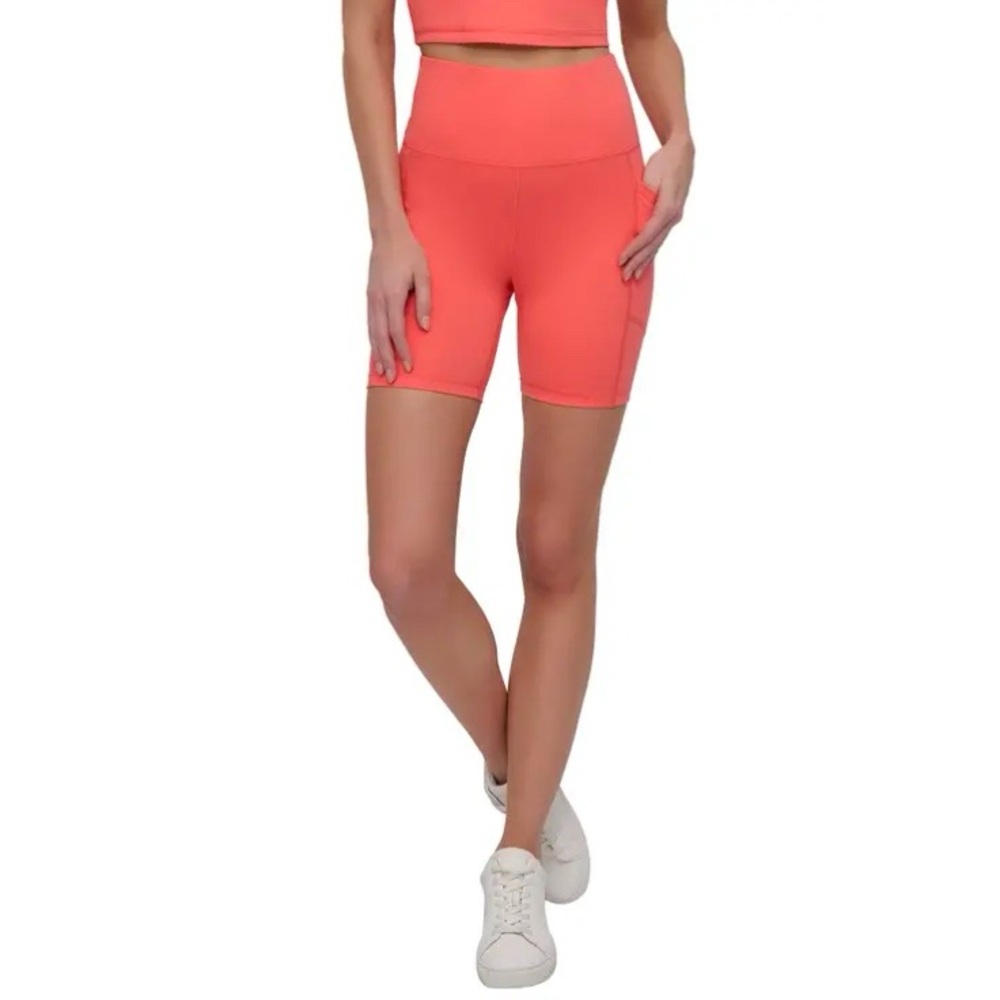 NWT DKNY Coral Pink High Waist Tight Bike Shorts Womens XS